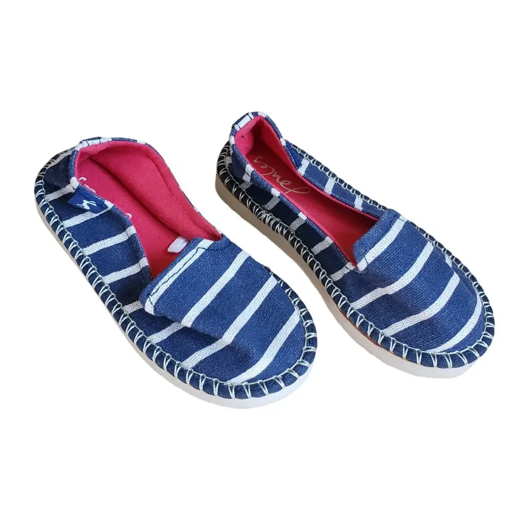 NEW! Joules Flipadrille Girl's Canvas Striped Flats Size 11